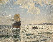 a. jernberg Marin med angfartyg Spain oil painting artist